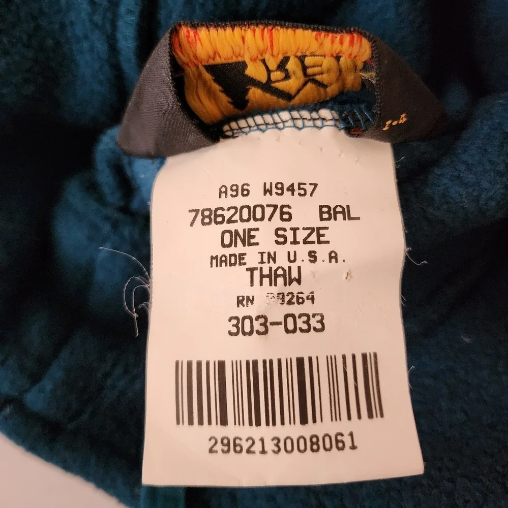 REI Blue Green Hat Ties Under Chin Mitten set Plush Polyester
